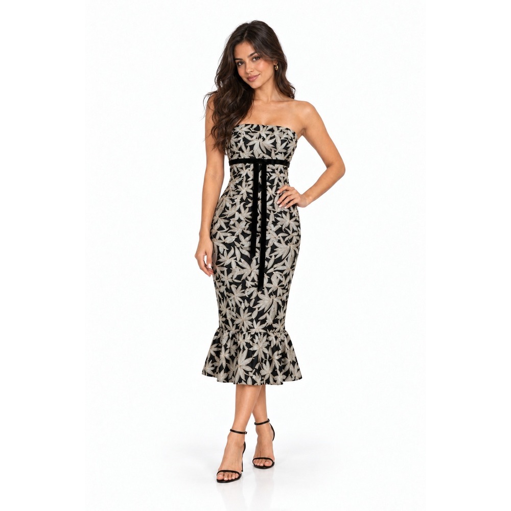 Cocktail Party Sam Edelman Sheath Dress Floral Embroidered 0 Black Silver Gold